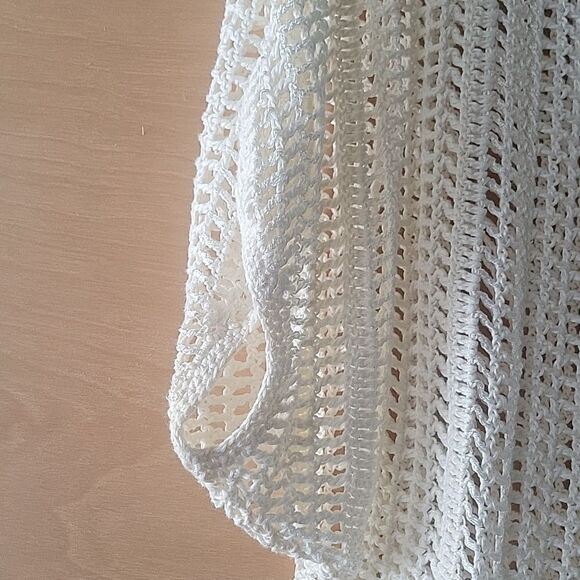 NWT Club Monaco XS Crochet Woven White Cut Out Knit Boho Linen Relaxed Drape NEW - Picture 4 of 11